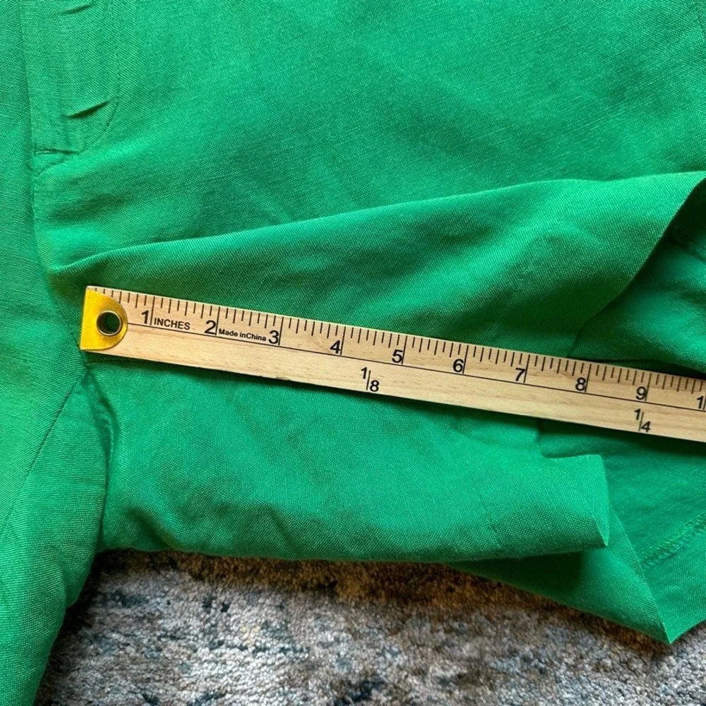 Polo Ralph Lauren Mens Green Linen Viscose Blend Flat Front Shorts Size 34